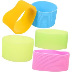 5pcs Water Cup Protector Silicone Bands Shrink Wrap for Sublimation Tumblers Tea Cup Sleeves Drinks Silicone Baby Bottles Bottle Cover Coffee Cup Travel Feeding Bottle