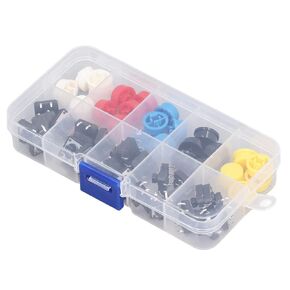 25 Pcs Set Multicolored Momentary Tactile Tact Push Button Switch Round Tact Switch 12x12x7.3mm 4 Pin Micro Switch Touch Switch SMD PCB Tact Push Button Switch with