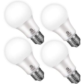 Energetic 4-Pack Dusk to Dawn LED Outdoor Light Bulb, 60 Watt Equivalent(6W), 800LM, Warm White 3000K, E26 Base, Automatic On/Off Sensor Light Bulb for Porch, Hallway, Garage, UL Listed