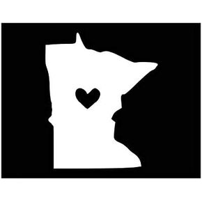 Minnesota with Heart Vinyl Decal | White | Made in USA by Foxtail Decals | for Car Windows, Tablets, Laptops, Water Bottles, etc. | 3.7 x 4.5 inch