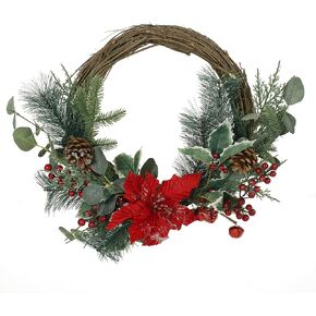 Christopher Knight Home Mauhaut Artificial Wreath, Green + Red