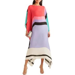 Printed Daily Wear Strip Printed Kaftan for Women,Womenwear Kaftan,Hand Block Printed Dress,Tops,Kaftan for House,Beach and Resort wear 5600 Red and Purple One Size in Saudi Arabia