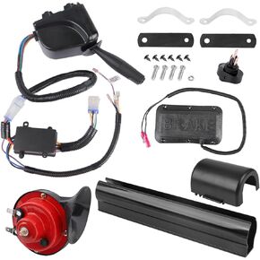 Golf Cart Turn Signal Kit with Controller, Instruction, Column Cover, Brake pad, Clamps, Horn, Controller Box(with Flash Function), Suitable for Club Car, Yamaha, EZGO Golf Cart, 12V