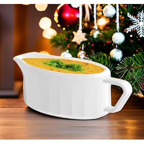 22 Oz Gravy Boat - Gravy Server with Ergonomic Handle, Gravy Warmer for Turkey, Salad Dressings, Milk, Broth, Marinara