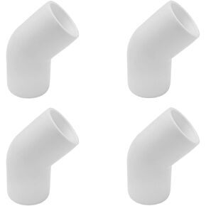 SDTC Tech 4-Pack 1/2" 45 Degree Elbow PVC Fitting Furniture Grade Pipe Connector for DIY PVC Shelf Garden Support Structure Storage Frame