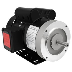 3HP Electric Motor, 3450 RPM General Purpose Motor, Single Phase 56C Motor, 208-230V 5/8" Shaft Diameter, 60Hz CW/CCW TEFC