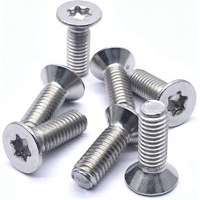 M6-1.0×18mm 304 Stainless Steel Countersunk Head Torx Screws 20pcs, Full Thread Screws, Standard Torx Drive Head. (Size: M6x18mm)