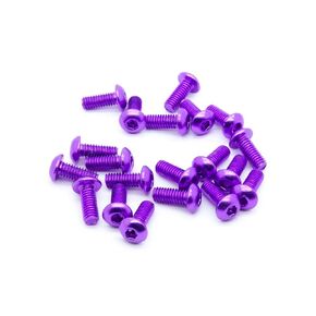 20pcs M4 Button Head Hex Screws Anodized 6063 Aluminum (M4x10mm - Purple)