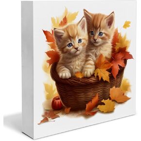 Fall House Decor Fall Office Decorations for Work Farmhouse Autumn Wooden Sign Office Home Decor for Desk Table Shelf 5 x 5 Inches