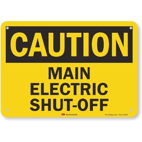"Caution - Main Electric Shut-Off" Sign By SmartSign | 7" x 10" 3M Reflective Aluminum