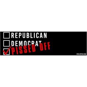 EvolveFISH Republican Democrat Pissed Off Bumper Sticker - [11" x 3"]