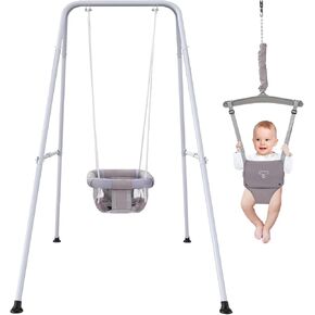 2 in 1 Baby Jumper with Swing, Baby Swing Indoor and Outdoor Use, Baby Jumpers and Bouncers, Toddler Swing with Foldable Stand