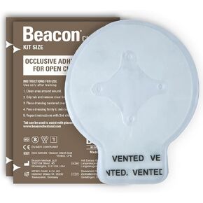 Beacon Chest Seal Kit Size [2 Pack] - Vented Chest Seal for Open Chest Wound Care 6 Inch Round Chest Wound Seal with Patented Venting System, 4" x 6" IFAK Compatible Package