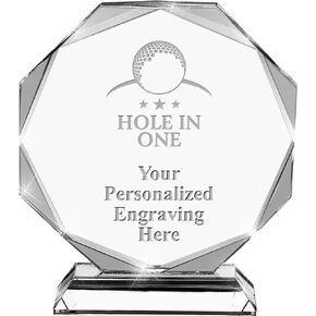 Golf Crystal Awards, 6.75" Custom Hole in One Award with Engraving Included Prime