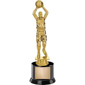 8" Basketball Player Shoot Male Award On Round Trophy Base