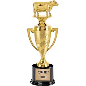 Crown Awards Dairy Cow Trophy, 10.5" Gold Cup Dairy Cow Trophies with Custom Engraving Prime