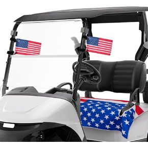 2PCS Golf Cart Flags 11" x 7" + 1PCS Golf Cart Seat Towel 51" x 31", Mini American Flags for Golf Cart&Boat&Bike, Seat Blanket for EZGO/Yamaha/Club Car, Golf Cart Parade Patriotic Decors