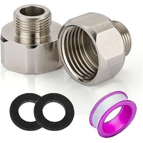 Faucet Supply Hose Fitting 1/2 Female to 3/8 Male Reducer Compression Fittings 304 Stainless Steel Water Supply Pipe Line Adapter 3/8 to 1/2(O.D×I.D:0.54"×0.74") with Rubber Washer (2 Pack)