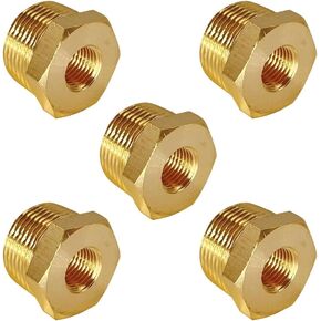 Brass Reducing Bushing, 3/8" Male X 1/4" Female NPT, (5 Pack)