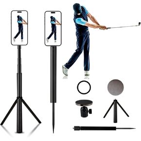 Golf Tripod & Monopod, Magnetic Golf Swing Phone Holder 54" Adjustable Aluminum, Golf Swing Training Aid Compatible with Magsafe iPhone Android Phones Camera GoPro