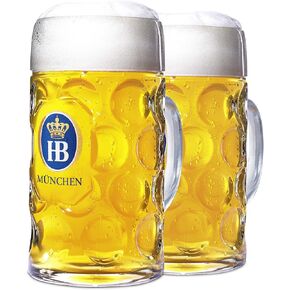 1 لتر HB "Hofbrauhaus Munchen" كوب بيرة زجاجي مدمل - 2pk
