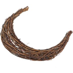 Smilax Rattan Rattan twig Wreath Front Door Decorations Moon Garland Moon Shape Wreath Form Vine Branch Wreath Rattan Vine Garland DIY Rattan Hoops Floral Wreath Frame Grape