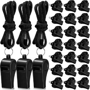 Flutesan 48 Packs Plastic Whistles with Lanyard Coaches Sports Whistle Loud Crisp Sound Whistles Bulk for Coach Referees Training Lifeguard School Emergency