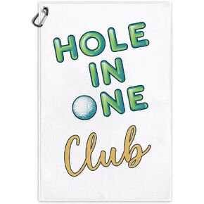 Hole in One Club Funny Printed Microfiber Golf Towel with Clip, Cute Golf Gifts for Golf Fan Dad Mom Papa Husband Grandpa, Golfer Father's Day Birthday Gifts, Golf Accessories for Men Women