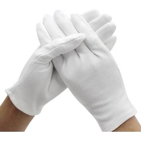 White Cotton Gloves, 6 Pairs 9.4'' Extra Large Size 12 Pcs Gloves