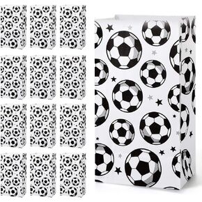 Blulu 30 Pack Paper Soccer Party Favor Bag Candy Goodie Treat Bags Soccer Print Gift Bags for Football Themed Party Favors