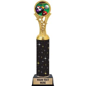 Crown Awards Billiards Trophies, 11" Black Midnight Billiards Trophy, Customize Now Prime