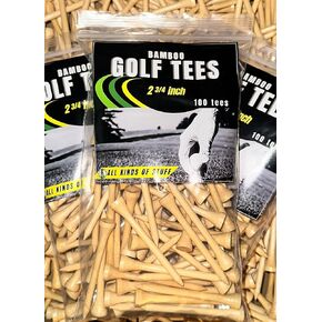 Bamboo Golf Tees 2-3/4 Inch | 100 | Biodegradable, Stronger Than Wood Tees & Less Friction Natural Bamboo Tees for Golf