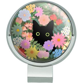 GRAPHICS & MORE Black Cat Hiding in Spring Flowers Golf Hat Clip with Magnetic Ball Marker