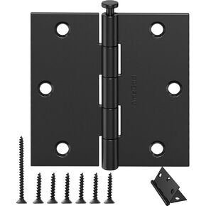 Door Hinges Matte Black - 3 Pack Black Door Hinges 3.5 Inch Interior Door Hinges with Square Corner - 3 1/2 Inch Black Hinges for Doors 3.5" Residential Standard Door Hardware