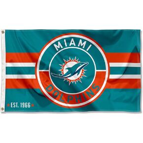 WinCraft Miami Dolphins Patch Button Circle Logo Flag Large 3x5 Banner