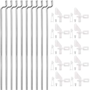 uxcell 10pcs Steel Z Push Rods 1.2 x 340mm,10pcs Nylon Standard Control Horns 4 Holes for DIY
