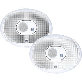 Dual Electronics DMS369 6 x 9 inch 3-Way Marine Speakers | 200 Watts Peak Power | Sold in Pairs | White | New