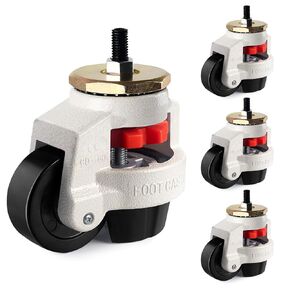 Leveling Machine Casters with Nylon Wheel and Rubber Foot,Retractable Workbench Caster,Loading Capacity 2200 Lbs-4PCS(2 INCH)