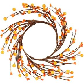 Small Artificial Orange Berry Wreath Winter Wreath Fall Wreath Autumn Harvest Wreath Christmas Wreath for Home Wall Window Holiday Decorations