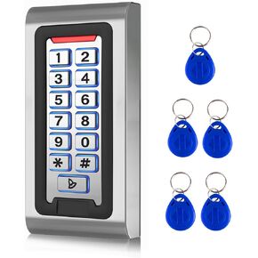Access Control Keypad, Universal 12V 24VDC All Metal Case Digital Password PIN Code ID Keyfob Wired Door Keypad, IP68 Weatherproof, Backlight for Garage Door, Gate Opener and Access Control System