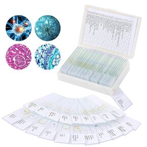 30 Children's Microscope Slides with specimens, Plants, Insects, Animal Cell Samples for use in Biological Science Labs for Children, Students and homeschools