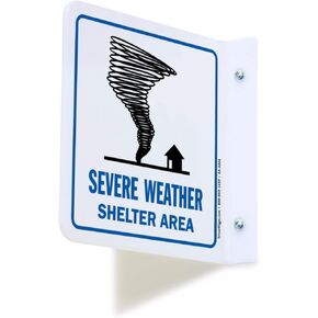 SmartSign "Severe Weather Shelter Area Corridor Sign | 6" x 6" Acrylic Projecting Hallway Signs, Made in USA