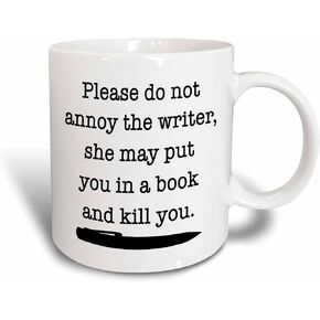 3dRose Please Do Not Annoy The Writer Black Mug, 1 Count (Pack of 1)