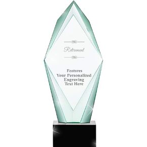 13" Jade Epic Retirement Crystal Award, Custom Engraved Retirement Trophy, Engraving Included, Prime