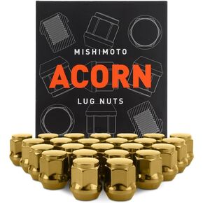 Mishimoto Steel Lug Nuts, M12x1.5, Acorn Seat, 24pc Set, Gold