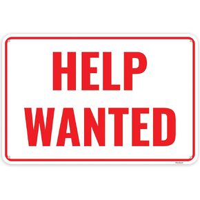 1PC Help Wanted Sign, 12 x 8 Inches - Aluminum