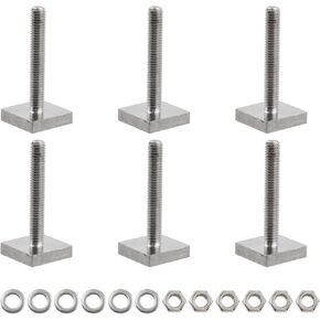 Woogim M5 6PCS Hex Hand Nut Clamping Knob Stainless Steel T Track Bolts T Slot Threaded Bolts for Kayak Ski Bike Rail Carrier