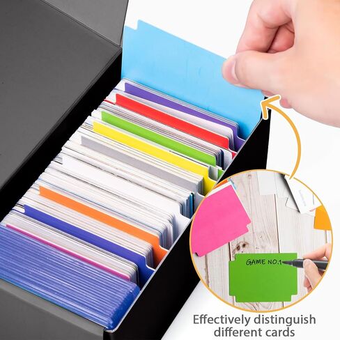 Trading Card Storage Box, Cardboard Sports Game Card Collector Organizer with 10 Dividers & Sticker, Playing Card Case Holder for MTG/for TCG/for CAH/for YuGiOh/Sports Cards -Black in Saudi Arabia