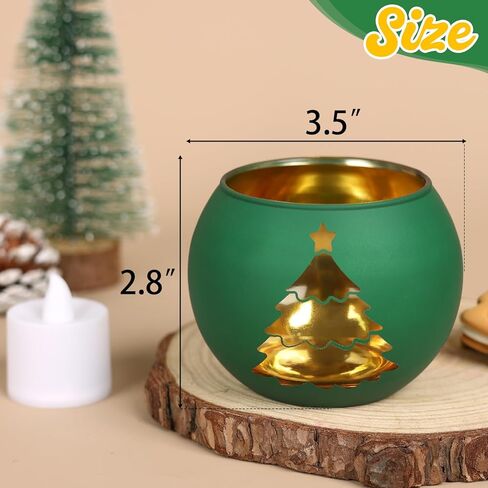 6 قطع حامل شموع عيد الميلاد مطلي بالزجاج مجموعة حامل شمع أحمر أخضر حامل نذري للمنزل عطلة الديكور فكرة القطع المركزية in Kuwait