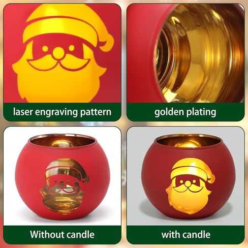 6 قطع حامل شموع عيد الميلاد مطلي بالزجاج مجموعة حامل شمع أحمر أخضر حامل نذري للمنزل عطلة الديكور فكرة القطع المركزية in Kuwait